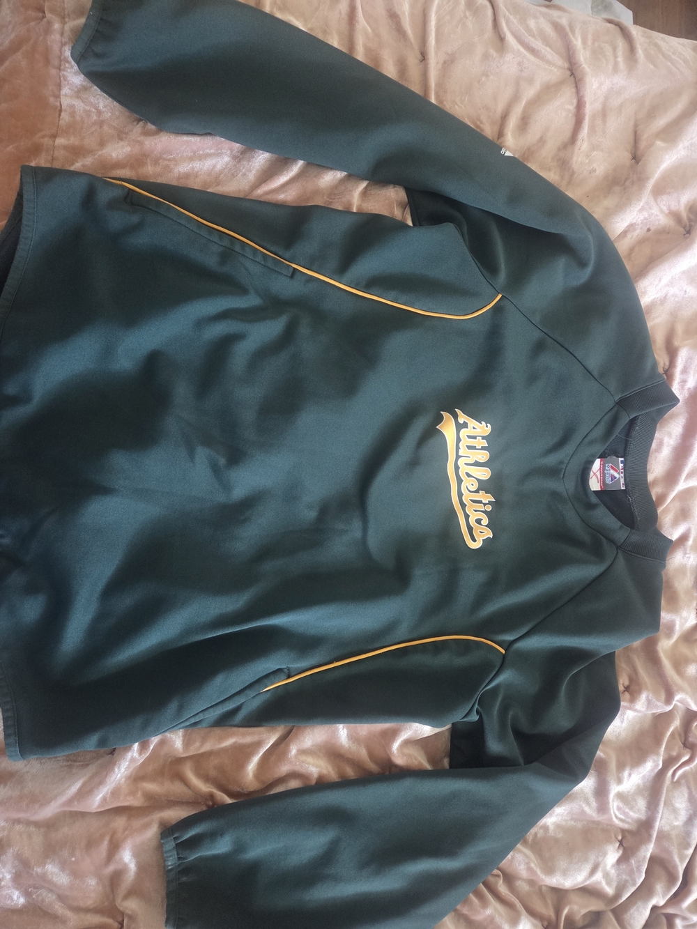 Majestic Men's Dark Green Swim Rash Guard with Yellow Piping